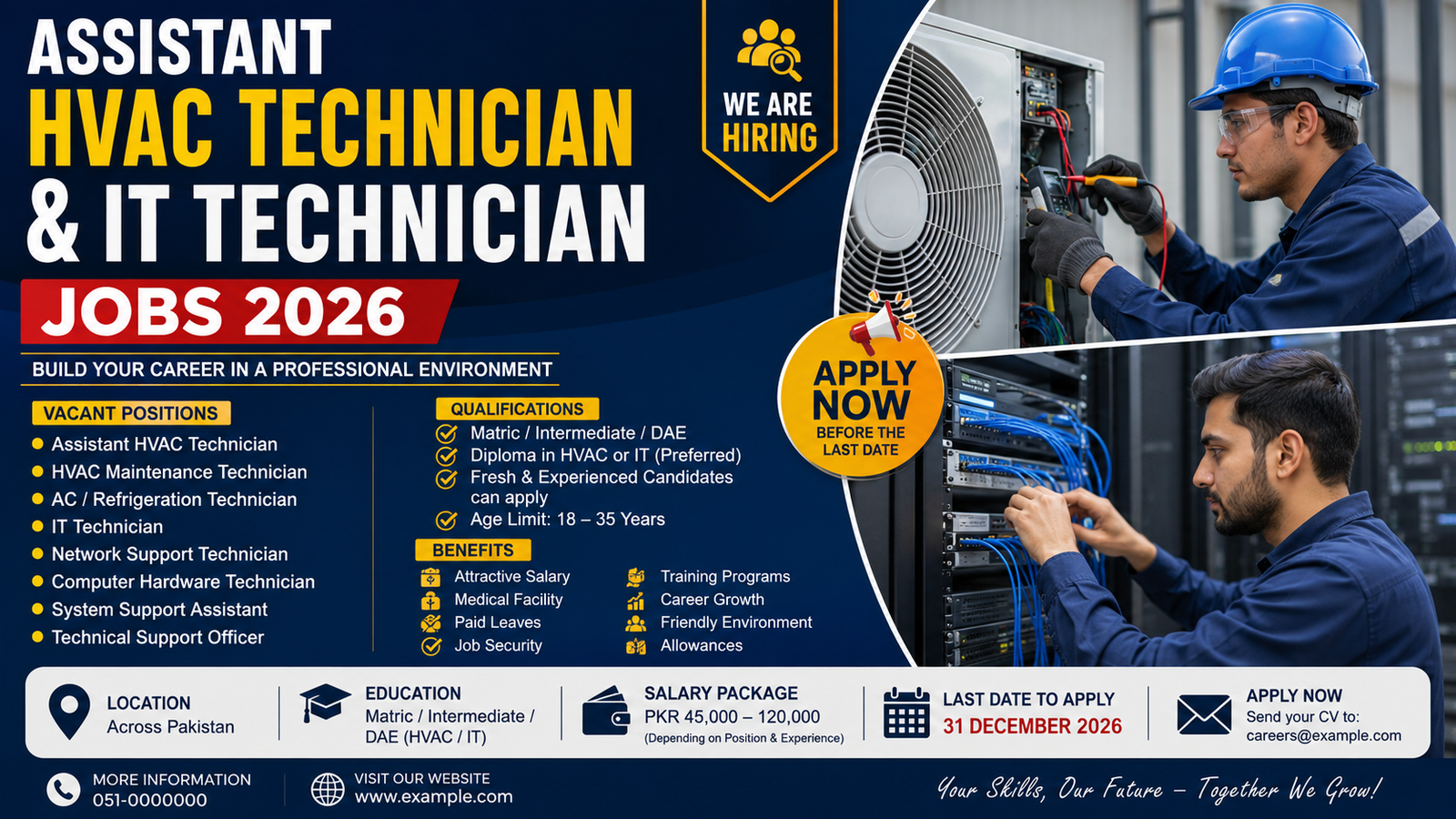 Assistant HVAC Technician & IT Technician Jobs 2026